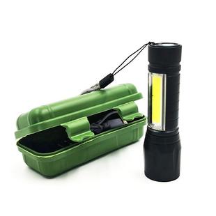 LED Mini Flashlight with Side Light, Adjustable Zoom, and US