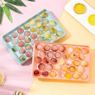 Round Ice Ball Maker with Lid, Spherical Ice Cube Mold, Crea