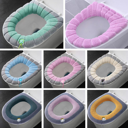 O-shaped Knitted Winter Warm Thickened Plush Toilet Seat C