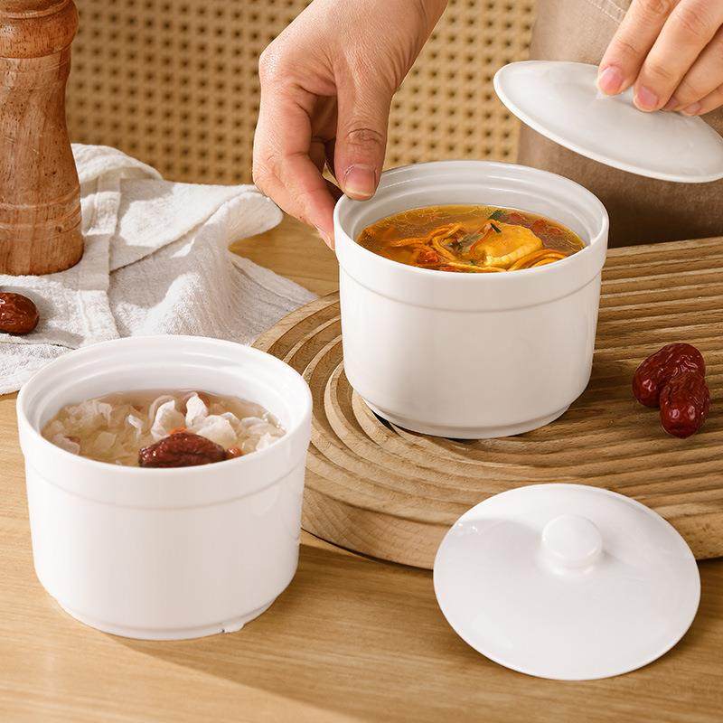 Ceramic Stew Pot for Home Use, Water Bath Cooking, with Lid,
