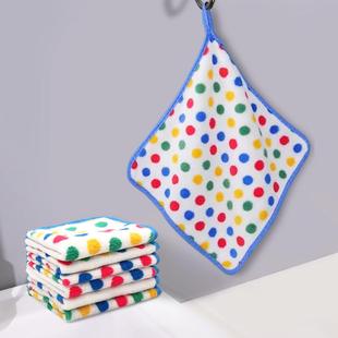 Dotted dishcloth and scrubbing cloth, with a hanging rope ha