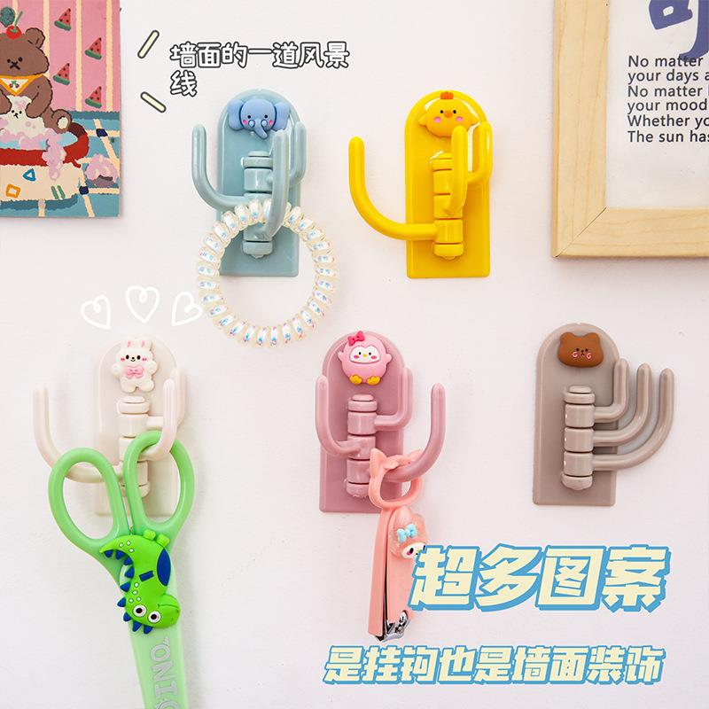 Cute Cartoon Three-Hook Hanger for Student Dormitory Walls,