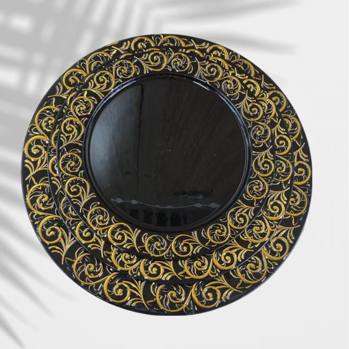 Vintage Carved PET Tray, Luxury High-End Platter for Dried F