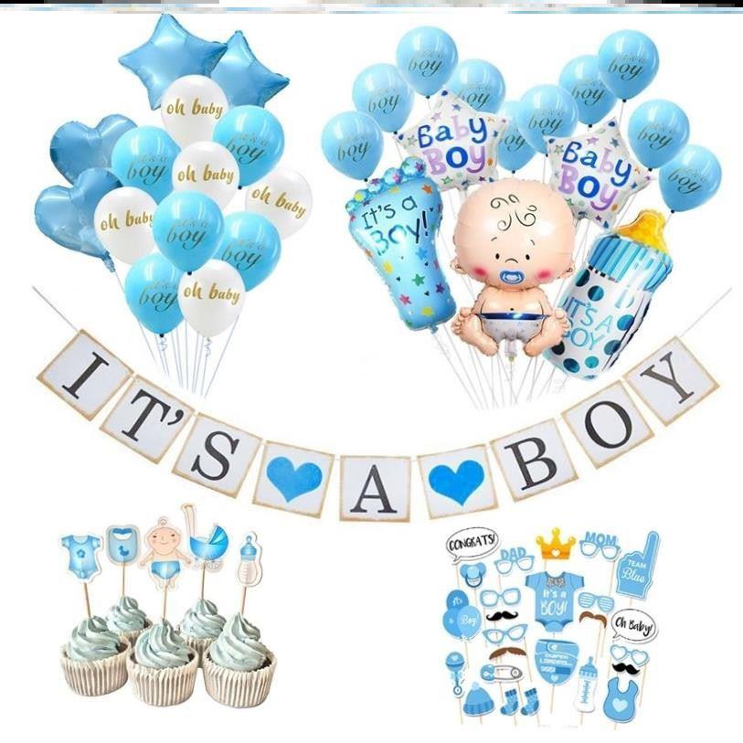 Baby Shower Banner Its A Boy/Girl Confetti Balloon Baby 气球