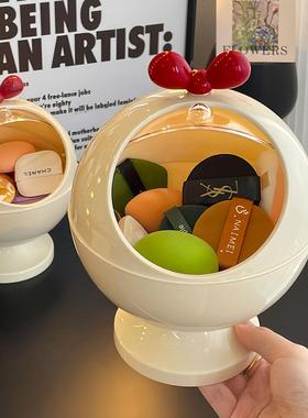 Dust-proof large capacity flip-top box for makeup puffs, sui