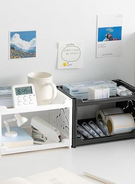 Double-layer storage rack for dormitory desk organization, s