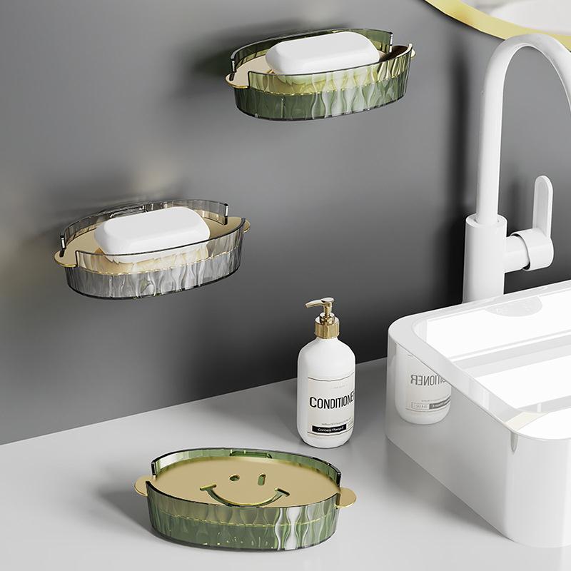 Wall-mounted smiley face soap holder, no drilling required,图片