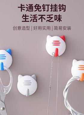 No-drill adhesive cartoon wall hooks for doors, walls, kitch