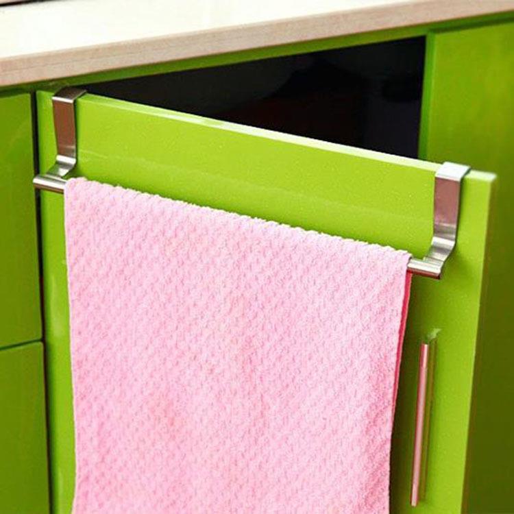 Kitchen Stainless Steel Single Rod Towel Rack Cabinet Door B