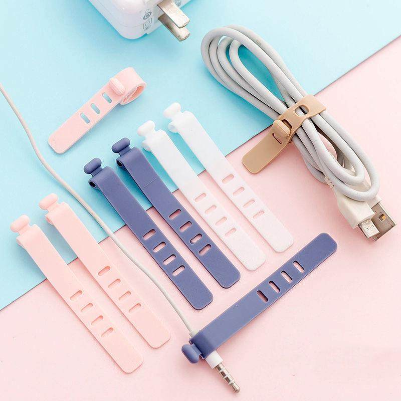 2/4 Hole Silicone Cable Ties Data Cable Organizer Wire Wrap