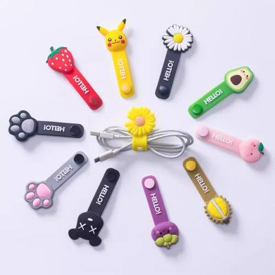 Cute silicone cartoon cable organizer, earphone winder, and