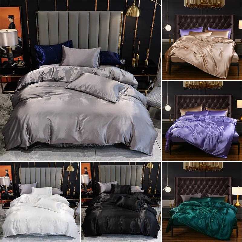 satin silk bedding set 3: duvet cover+pillowcases 床上三件套