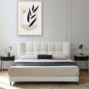 北欧写意空间奶油风复古双人床1.8现代简约法式主卧布艺床高颜值