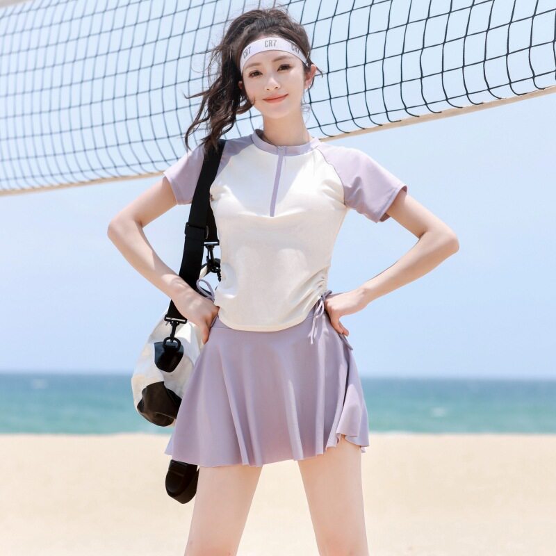 分体泳衣2026新款运动显瘦学生游泳裙式泳装保守女士游泳衣小清新