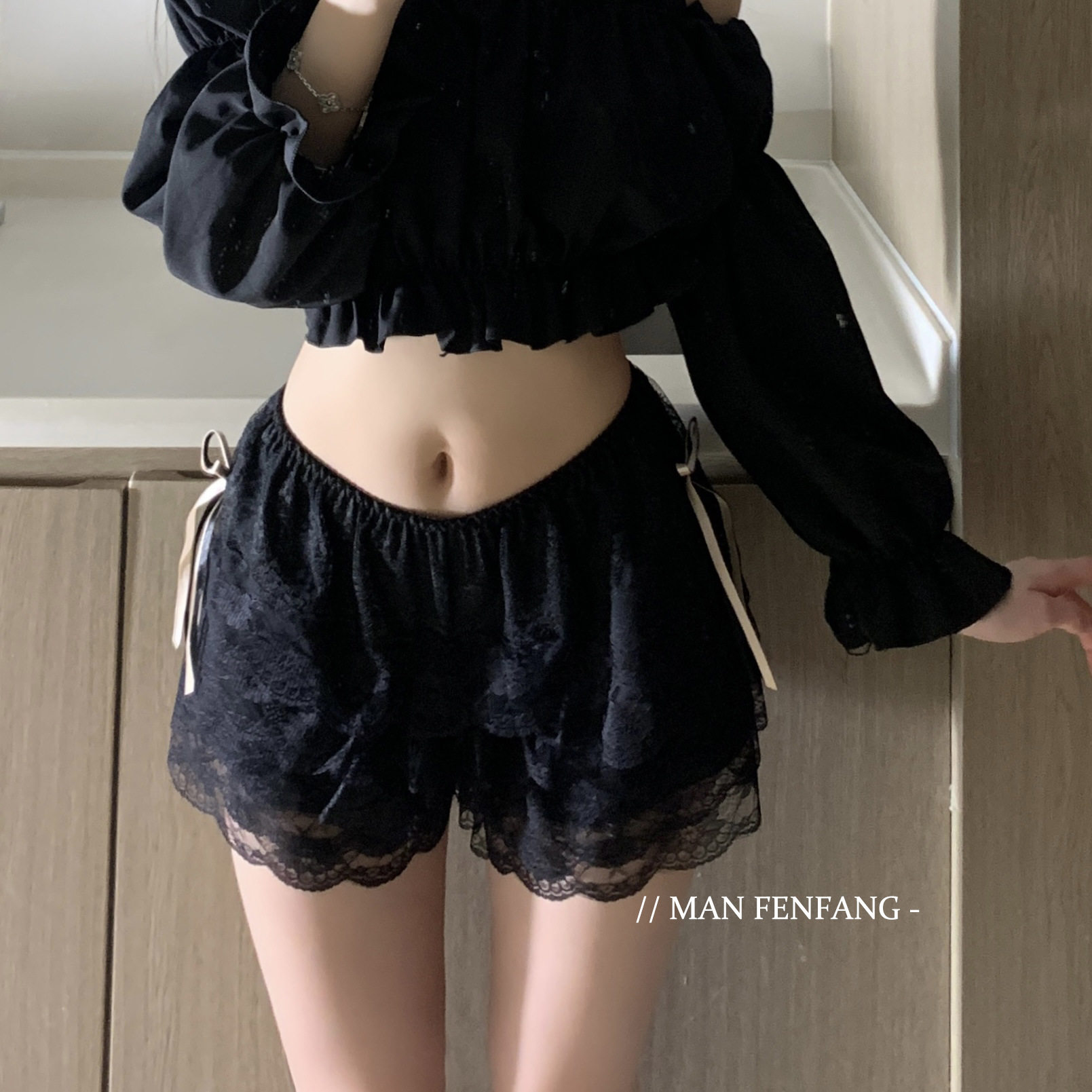 夏季洛丽塔蕾丝中腰防走光安全裤