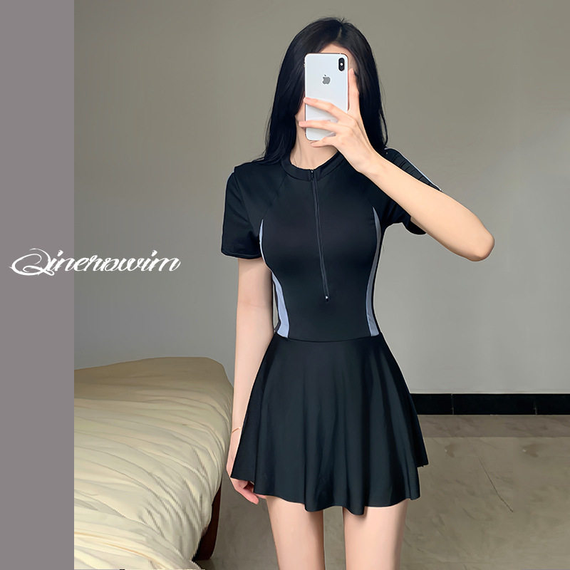 简约韩版显瘦遮肚连体泳衣女