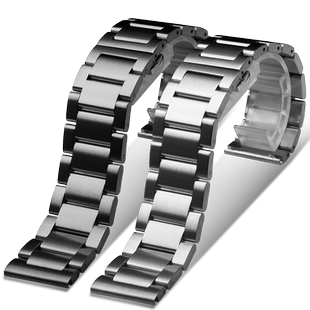 实心钢链适配西铁城精工美度橙舵布鲁纳沛纳海钢带手表带配件22男