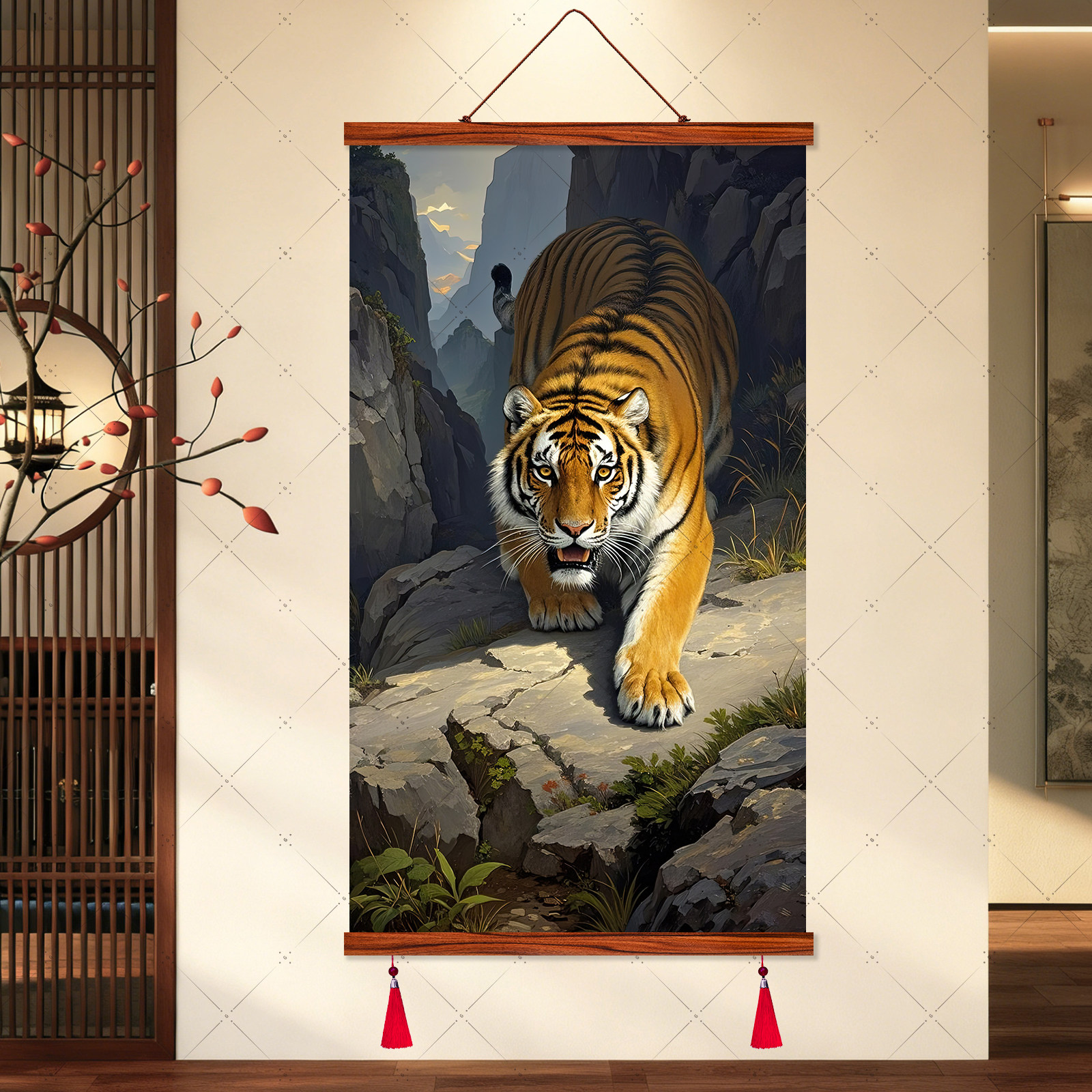 中式猛虎下山装饰画客厅办公室挂现代装饰画