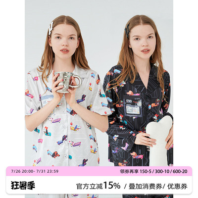 汝曼司男女冰丝原创腊肠犬印花