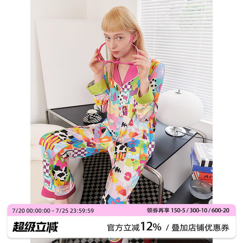 roomance女卡通拼图睡衣