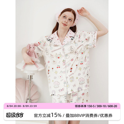 定位手链袖口印花冰丝睡衣汝曼司