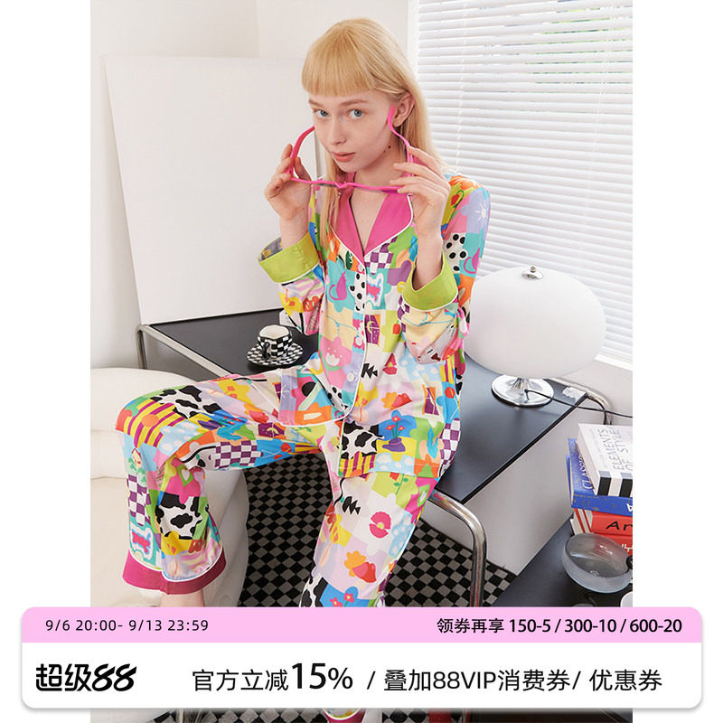roomance女卡通拼图睡衣图片