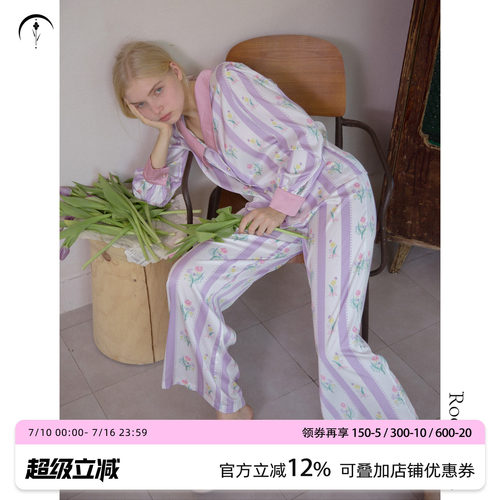 RooMance法式复古撞色春夏睡衣