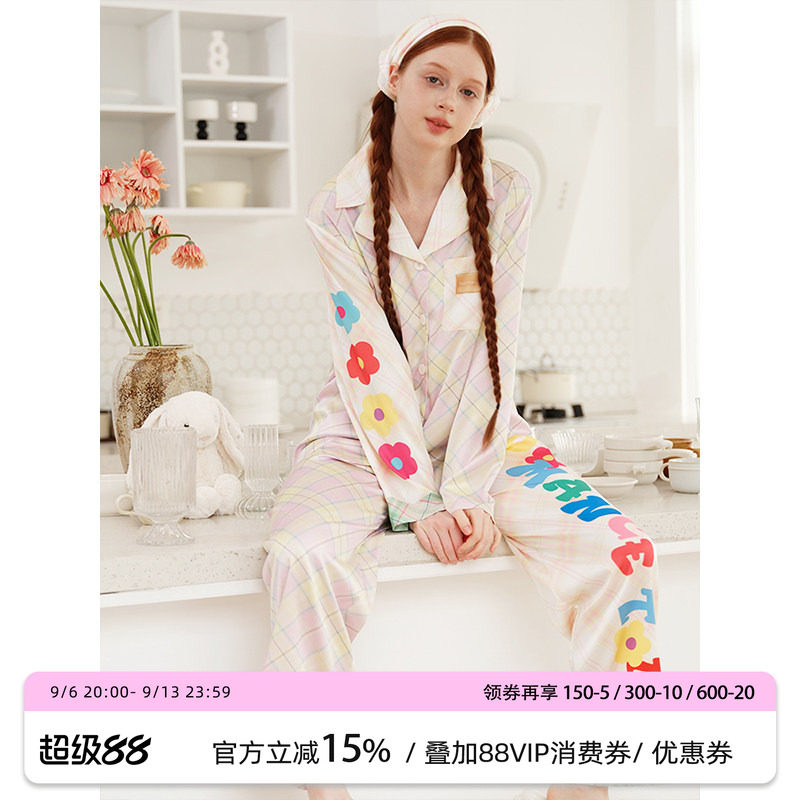 夏威夷花朵印花冰丝睡衣汝曼司