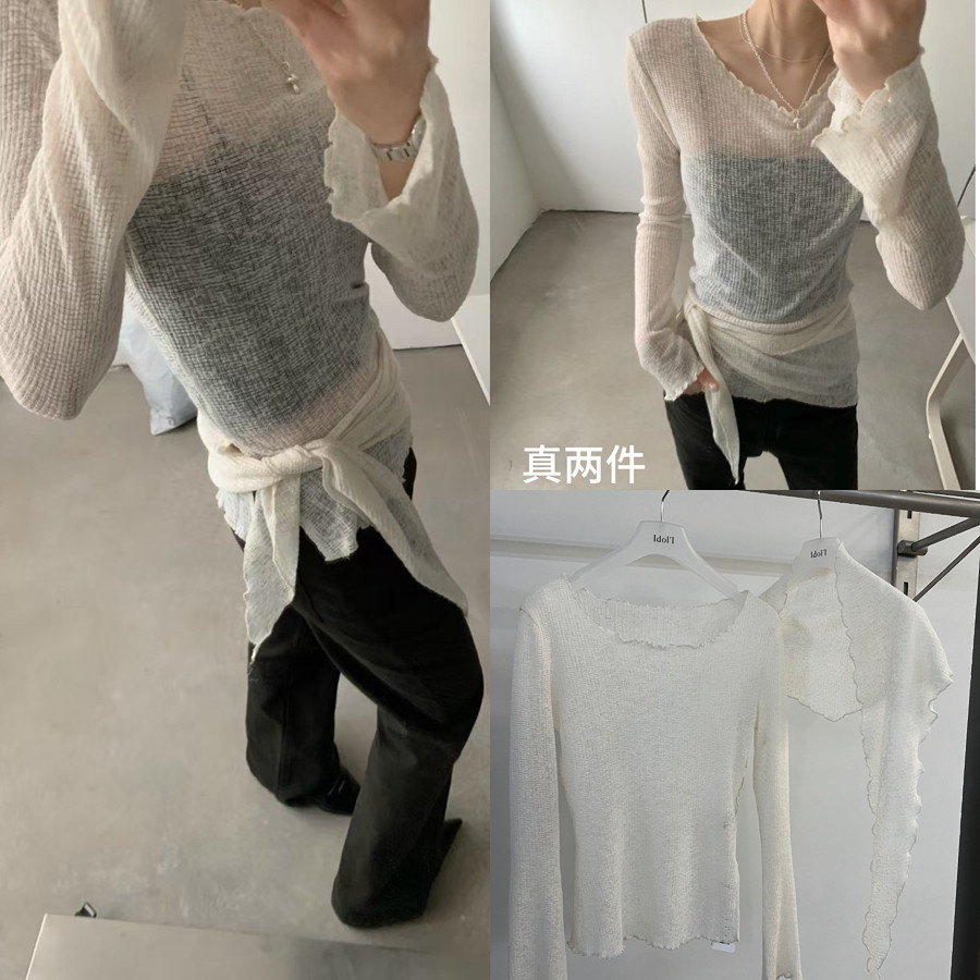 idol’l-防晒温柔风薄款夏季披肩外搭空调罩衫针织衫(配披肩)1034