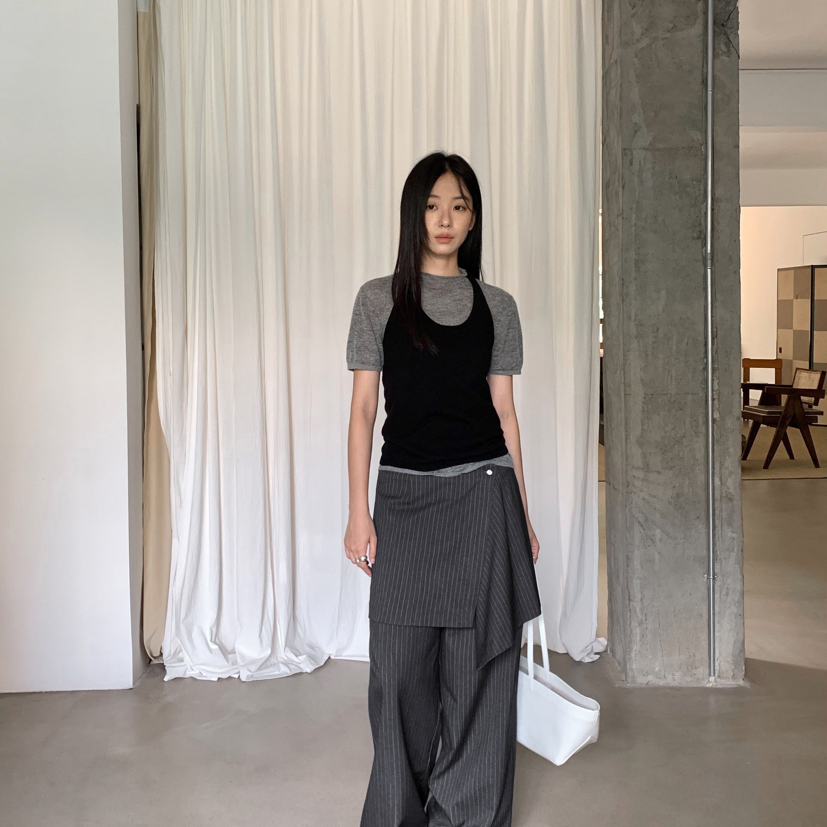 T.G-164.96竖条纹设计感叠穿屁帘直筒西裤休闲裤(配屁帘)XJ25682,女装/女士精品,休闲裤,淘宝优惠券,粉丝福利购,淘宝优惠卷