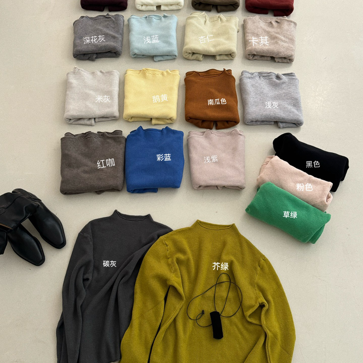 eternal.西子-半高领细坑条弹力大跑量厚实不挑人打底针织衫m1575