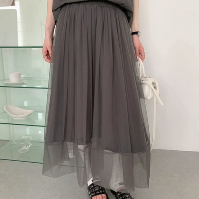 eternal.西子-夏首爆网纱拼接全松紧半身裙(不含马甲)50272#