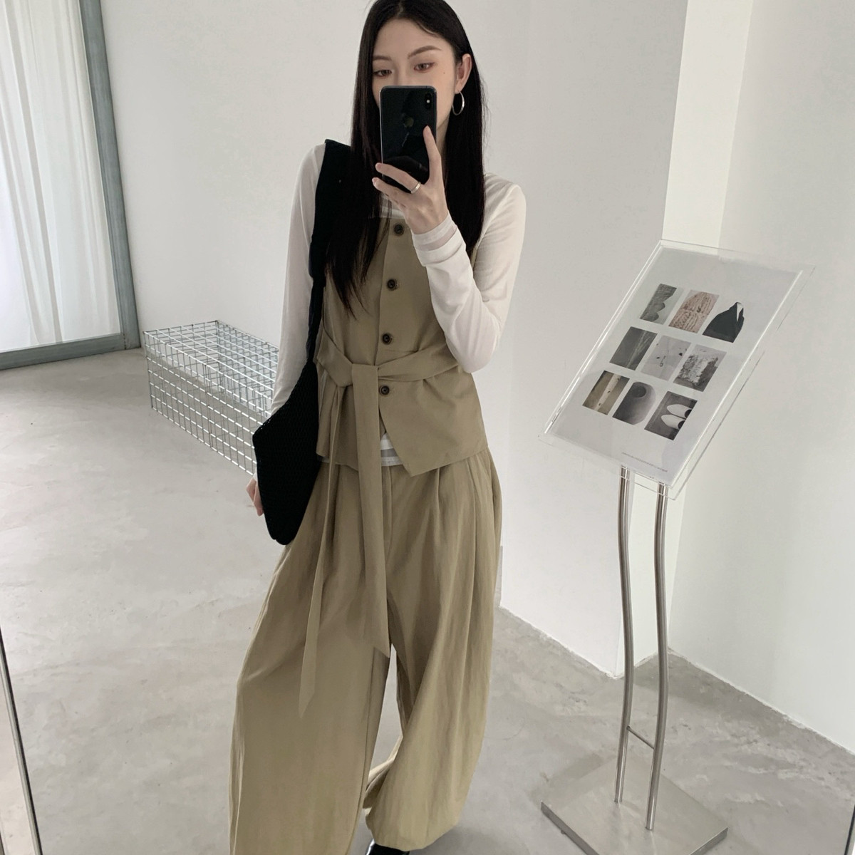 eternal.西子-闲酷感工装风小众设计单排扣绑带收腰吊带背心76155图片