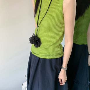 含6羊毛 m2001 早春肌理感半高领叠穿神器内搭背心 ternal.西子