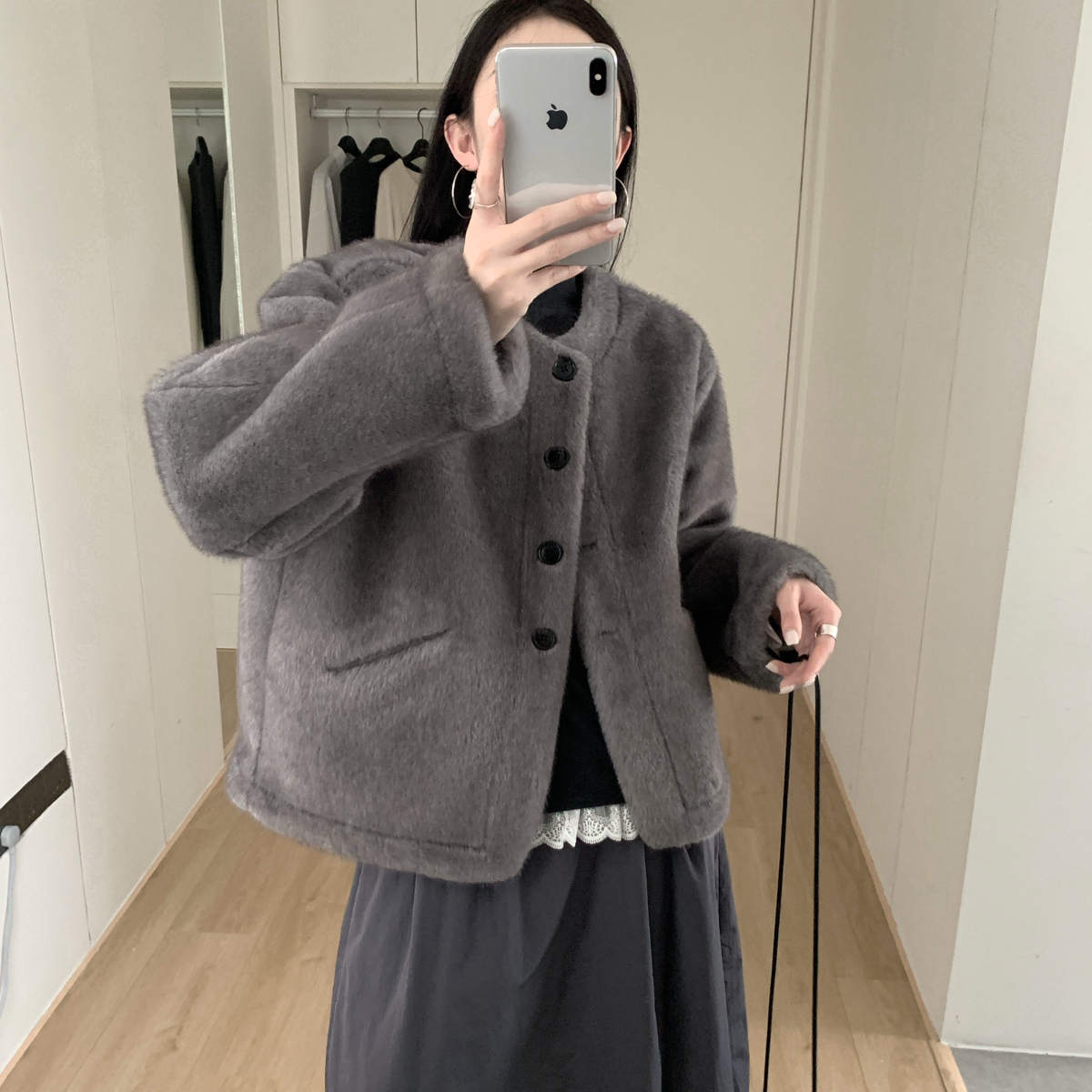 eternal.西子-质感配包百搭不挑热仿皮毛一体短外套(配小包)51651