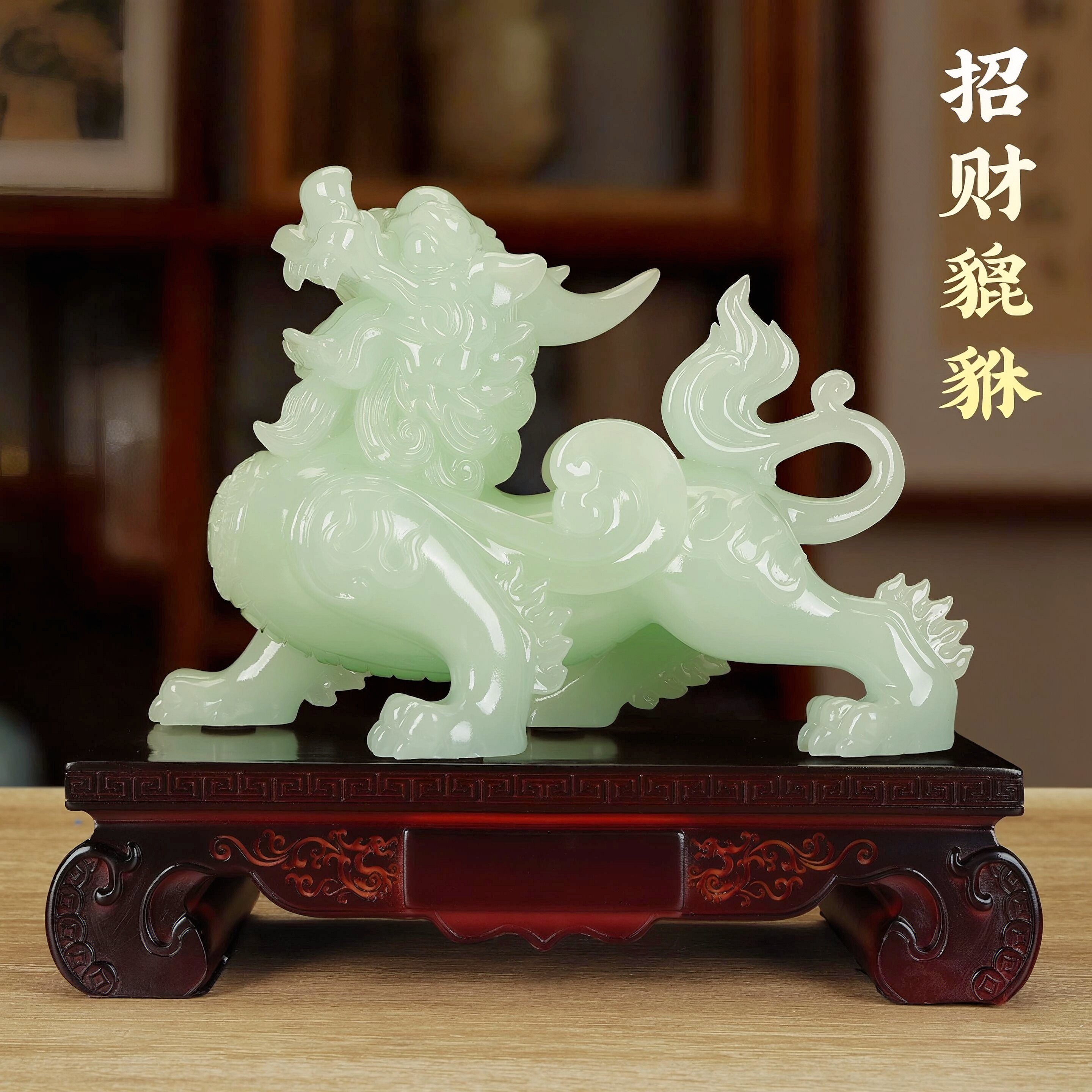 玉石貔貅招财摆件一对旺财镇宅皮丘客厅办公室饭店开业礼物送礼