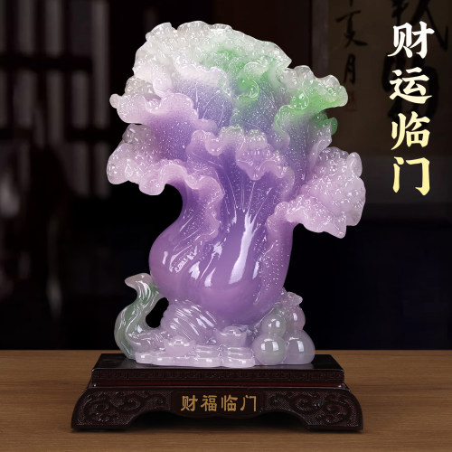 玉白菜摆件招财客厅办公前台装饰
