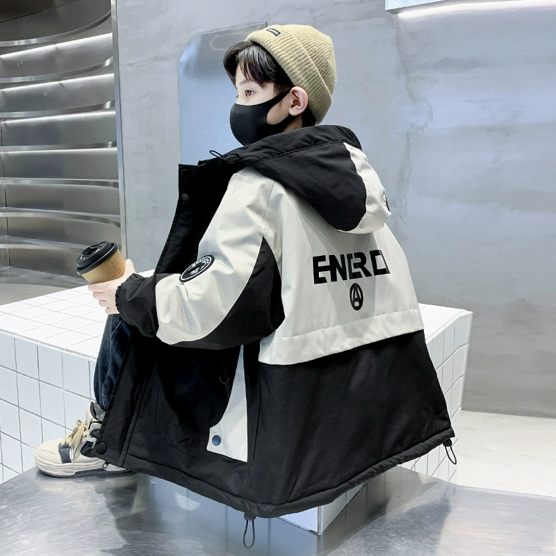 儿童装男童夹棉外套秋冬款2025新款冲锋衣冬季加厚棉衣大童派克服