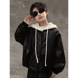 冬季 冬装 大童夹克加厚男孩潮 男童加绒皮衣外套2026秋冬新款 儿童装