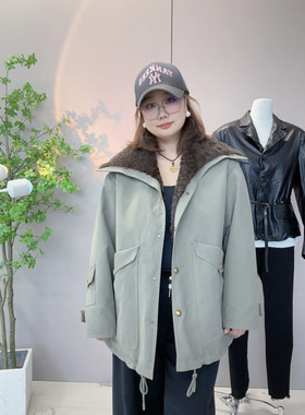 2026新款进口内胆兔毛皮草派克服外套女中长款立翻领时尚百搭显瘦