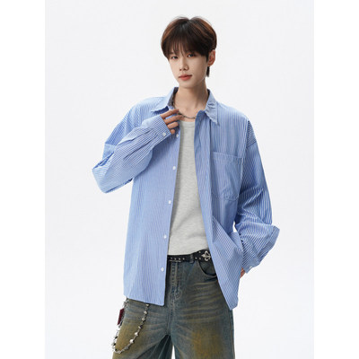 Anniehall official悟空有货bdls无界西西里男装宽松大码条纹衬衫