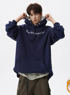 Anniehall official十九秋工作室悟空有货1807宽松加绒连帽衫卫衣