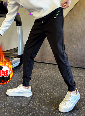 Anniehall official马切达工作室几物男装设计加绒修身小脚束脚裤