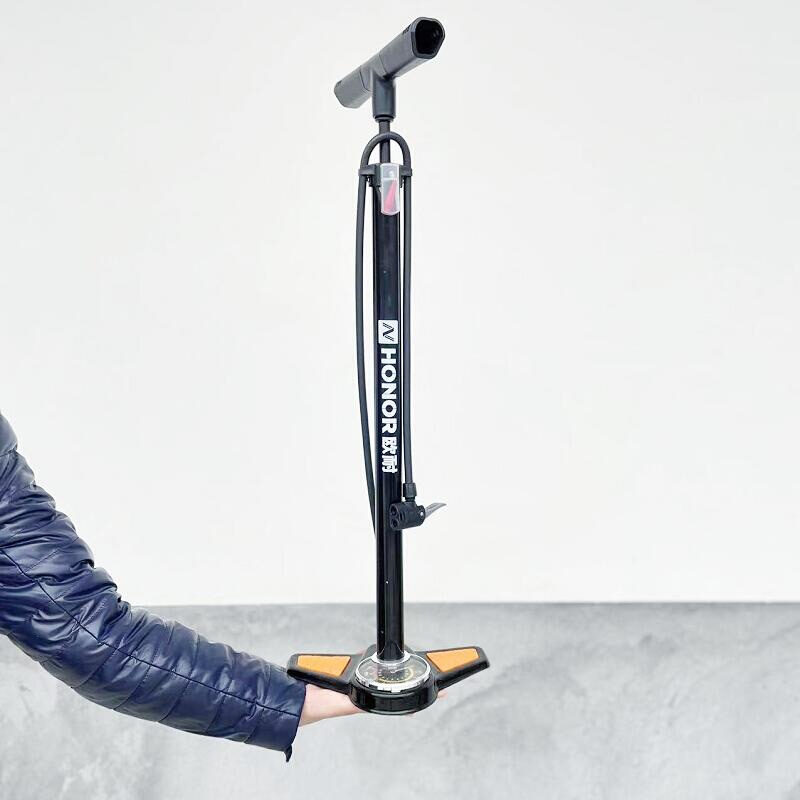 欧耐/HONOR自行车打气筒高压带气压表立式家用电动车摩托车充气筒