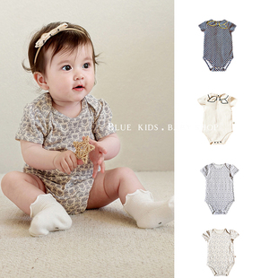 A类婴儿包屁衣夏季男女宝宝爬服 有机匹马纯棉连体衣短袖三角哈衣