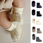 1岁新生婴儿宝宝婴童保暖柔软外出学步鞋 100%羊毛 秋冬丹麦脚套0