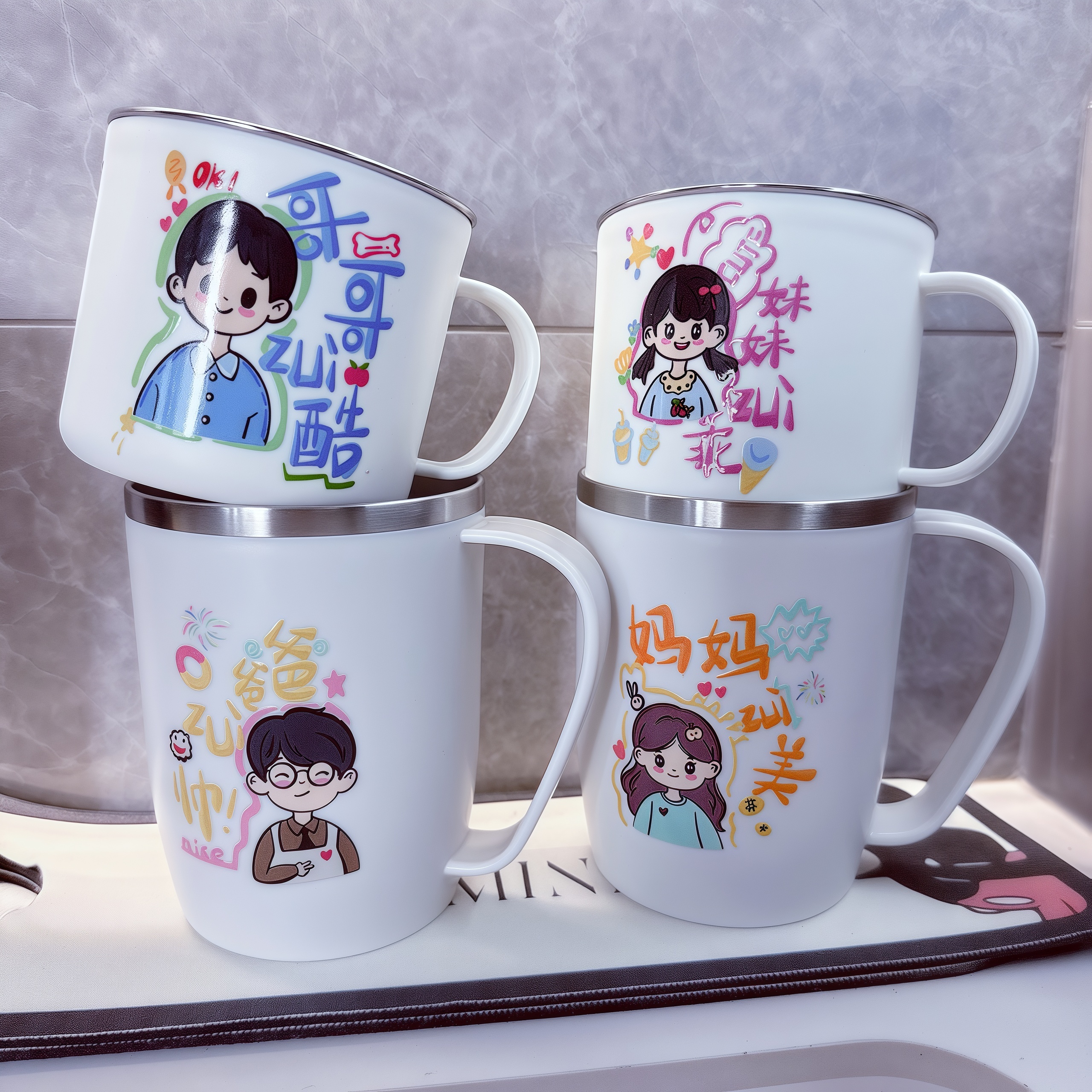 304不锈钢漱口杯儿童情侣刷牙杯子一对一家三口男女孩牙缸牙具杯