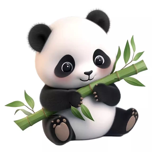 呆萌抱竹子可爱熊猫卡通汽车贴纸