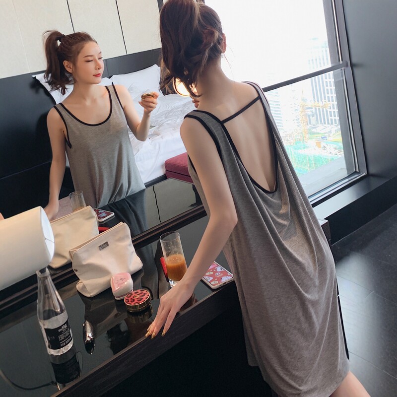 季薄吊带美背网红背心睡衣女春秋图片
