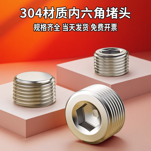 304不锈钢内六角堵头外丝闷头